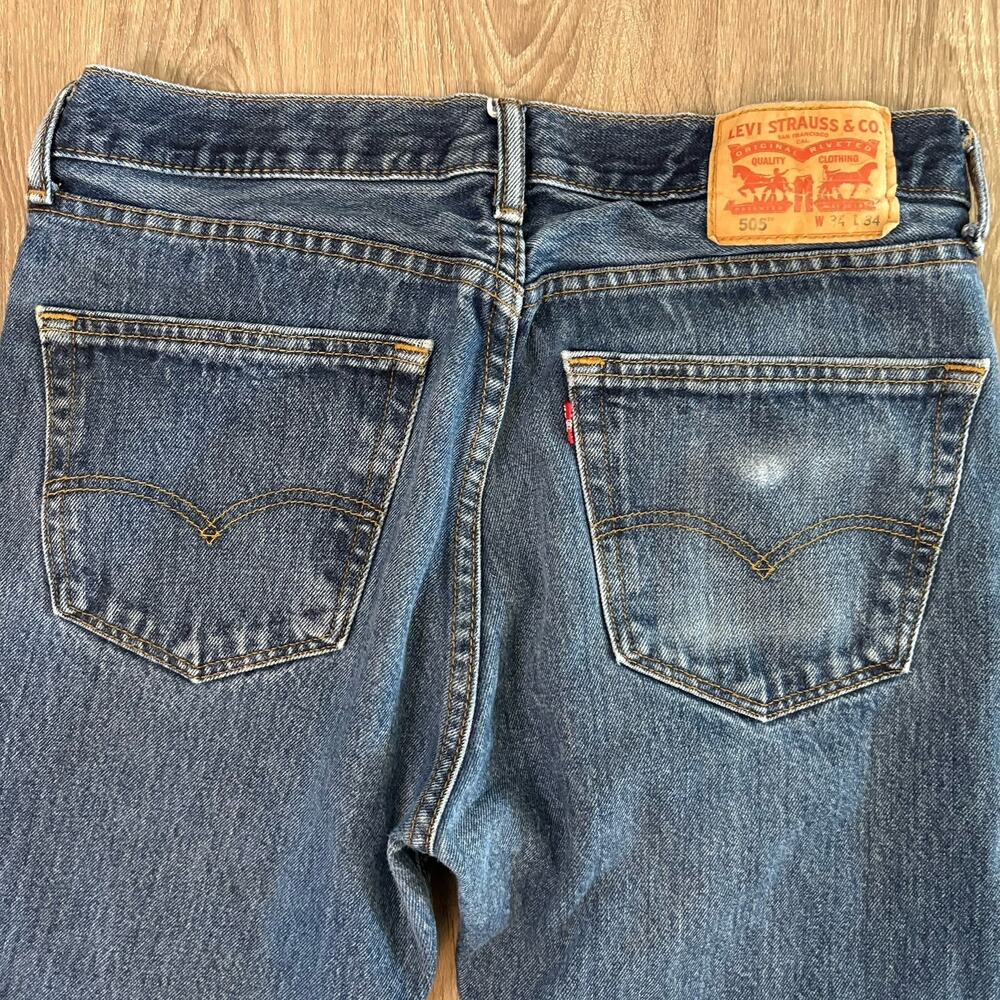 Levi’s 505 Men’s Straight Leg Jeans Blue Denim – Size 34 x 34 Classic USA Style - Picture 8 of 14